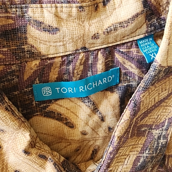 Tori Richard mens XL Hawaiian shirt Leaves tan brown - Picture 3 of 6